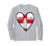 Proud English Boy Girl Dad Mom Aunt Hello England Flag Heart Long Sleeve T-Shirt