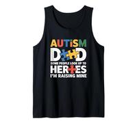 Proud Father of Autistic Hero Son Autism Awareness Dad Son Tank Top