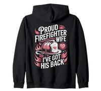 Proud Firefighter Wife I've Got His Back Firefighters Zip Hoodie