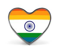 Proud Flag India Printed Heart Brooches Colorful Fashion Pins Badge for Backpacks Shirts Scarf