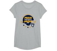 Proud Football Mom Heartbeat Helmet Stars Support T-Shirt, Girls, Heather Grey, Small
