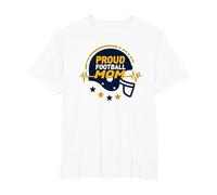 Proud Football Mom Heartbeat Helmet Stars Support T-Shirt, Men's Big and Tall, White, 2X Tall