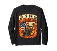 Proud Forklift Operator Warehouse Driver American Forklift Long Sleeve T-Shirt