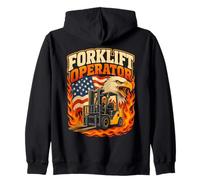 Proud Forklift Operator Warehouse Driver American Forklift Zip Hoodie