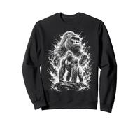 Proud Gorilla Portrait Artistic Drawing Style Black White Sweatshirt