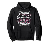 Proud Grandma of Twins Space Heart Design Pullover Hoodie