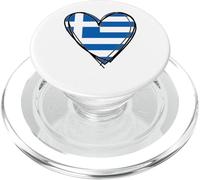 Proud Greek Patriots Greece National Day Flag Heart Graphic PopSockets PopGrip for MagSafe