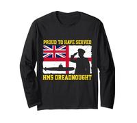 Proud HMS Dreadnought Veteran Flag UK British Submarine Long Sleeve T-Shirt