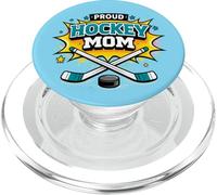 Proud Hockey Mom Support Comic Pop Art Puck Drop Mothers PopSockets PopGrip for MagSafe
