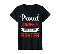 Proud Husband Hiv Fighter,red Ribbon,hiv Positive,hiv T-Shirt