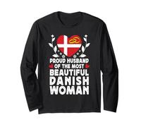 Proud Husband of Beautiful Danish Wife Denmark Flag Long Sleeve T-Shirt