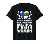 Proud Husband of Beautiful Finnish Wife Finland Flag T-Shirt