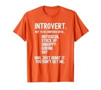 Proud Introvert Myths and Misconceptions Personality T-Shirt, Men, Orange, Large