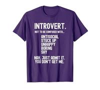Proud Introvert Myths and Misconceptions Personality T-Shirt, Men, Purple, Large