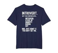 Proud Introvert Myths and Misconceptions Personality T-Shirt, Men's Big and Tall, Navy Blue, 6X Tall