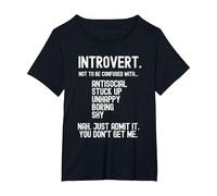 Proud Introvert Myths and Misconceptions Personality T-Shirt, Women's Plus, Black, 2X