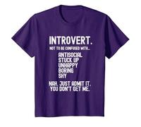 Proud Introvert Myths and Misconceptions Personality T-Shirt, Youth, Purple, 3T