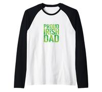 Proud Irish Dad Clover Gift Raglan Baseball Tee