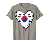 Proud Korean Boy Girl Aunt Dad Mama Korea Flag Heart Print T-Shirt