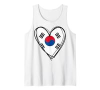 Proud Korean Boy Girl Aunt Dad Mama Korea Flag Heart Print Tank Top