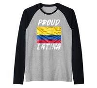 Proud Latina Hispanic Heritage Month Columbia Flag Raglan Baseball Tee