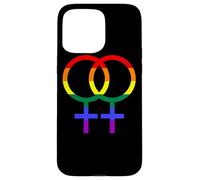 Proud Lesbian Double Venus/Woman Symbol in Rainbow Colors Case for iPhone 15 Pro Max