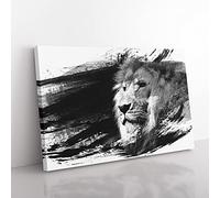 Proud Lion V1 Modern Canvas Wall Art Print Ready to Hang, Framed Picture for Living Room Bedroom Home Office Décor, 60x40 cm (24x16 Inch)