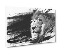 Proud Lion V1 Modern Canvas Wall Art Print Ready to Hang, Framed Picture for Living Room Bedroom Home Office Décor, 24x16 Inch (60x40 cm)