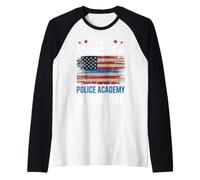 Proud Mama of A Police Academy Graduate Blue Line Flag Mom Raglan Baseball Tee