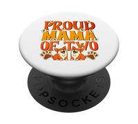 Proud Mama of Two Dogs Retro Corgi Mom Paw Print Style PopSockets Adhesive PopGrip