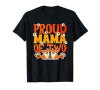 Proud Mama of Two Dogs Retro Corgi Mom Paw Print Style T-Shirt