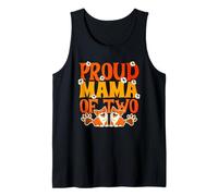 Proud Mama of Two Dogs Retro Corgi Mom Paw Print Style Tank Top