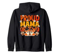 Proud Mama of Two Dogs Retro Corgi Mom Paw Print Style Zip Hoodie