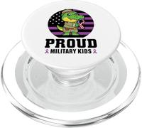 Proud Military Kids Dino T Rex Purple up for Military Kids PopSockets PopGrip for MagSafe