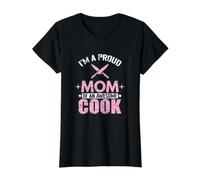Proud Mom Awesome Cook Cooking Mom Value Graphic T-Shirt, Women, Black, L