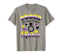 Proud Mom Non Binary Child LGBTQ Flag No Gender Parent Ally T-Shirt