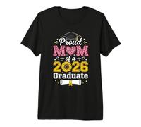 Proud Mom of a 2026 Graduate Senior Sunflower Leopard Heart Premium T-Shirt