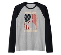 Proud Mom of a Combat Medic Veteran Raglan Baseball Tee