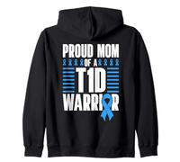 Proud Mom of a T1D Warrior Diabetes T1D Zip Hoodie