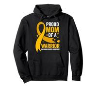 Proud Mom of a Warrior Childhood Cancer Awareness Ribbon Pullover Hoodie