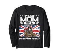 Proud Mom Of British Veteran Flag UK Family Matching Long Sleeve T-Shirt