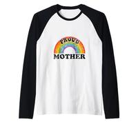 Proud Mother Rainbow Art Groovy Vintage LGBT Ally Gay Kids Raglan Baseball Tee