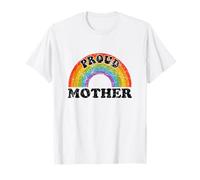Proud Mother Rainbow Art Groovy Vintage LGBT Ally Gay Kids T-Shirt