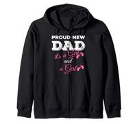 Proud New Dad it's a Girl and Girl Twin Girls Daddy Zip Hoodie