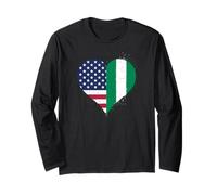 Proud Nigerian American A Vintage Style USA Nigeria Flag Long Sleeve T-Shirt