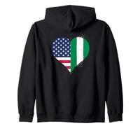 Proud Nigerian American A Vintage Style USA Nigeria Flag Zip Hoodie
