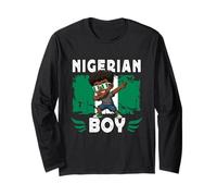 Proud Nigerian Boy Dab Pose Nigerian Son Guy Nigeria Flag Long Sleeve T-Shirt