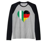 Proud Nigerian German A Cool Heart with Germany Nigeria Flag Raglan Baseball Tee