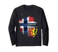 Proud Norway Flag and Coat of Arms Crest Graphic Long Sleeve T-Shirt