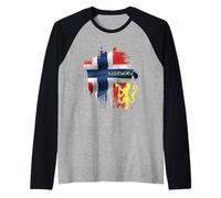 Proud Norway Flag and Coat of Arms Crest Graphic Raglan Baseball Tee